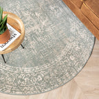Round Vintage Rug - Spring Ethnic Green/Cream
