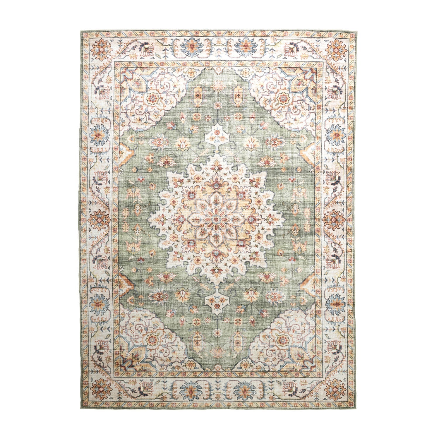 Vintage Outdoor Rug - Santo Medallion Olive Green