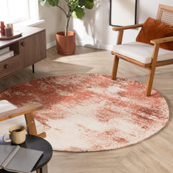 Round abstract rug - Candice Terracotta