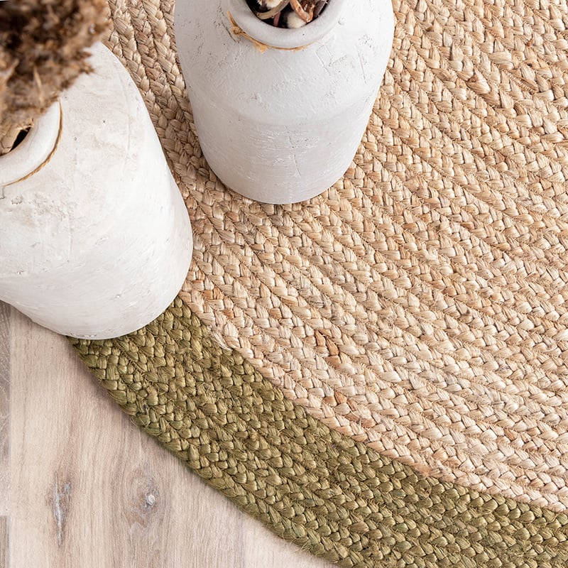 Jute Rug - Fair Round Natural/Green