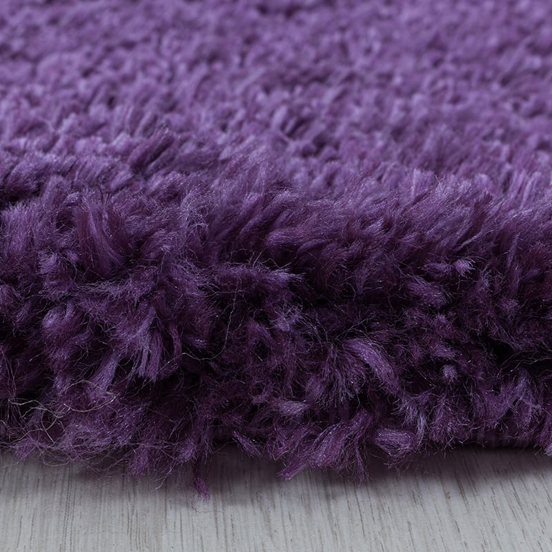 Round High-Pile Floor Rug - Fuzzy Purple