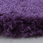 Round High-Pile Floor Rug - Fuzzy Purple