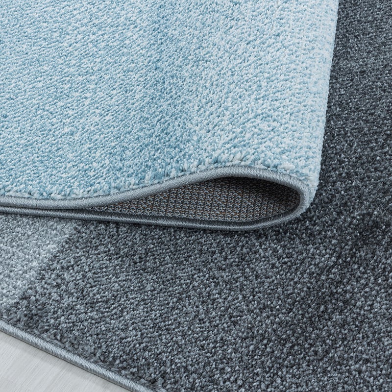 Retro Floor Rug - Stencil Rectangles Blue/Grey