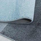Retro Floor Rug - Stencil Rectangles Blue/Grey