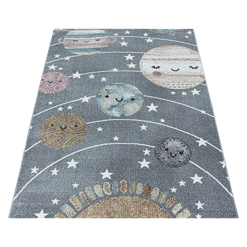 Children's floor rug - Fleurtje Planets Grey
