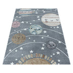 Children's floor rug - Fleurtje Planets Grey