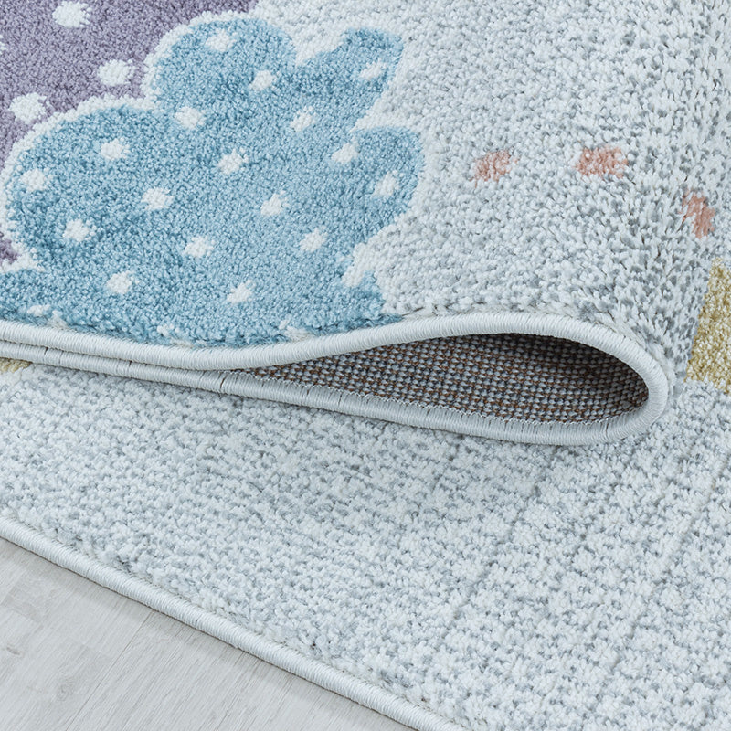 Children's Floor Rug - Lucy Clouds White
