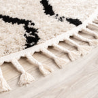 Round High-Pile Rug - Grand Wire Weave Cream/Black