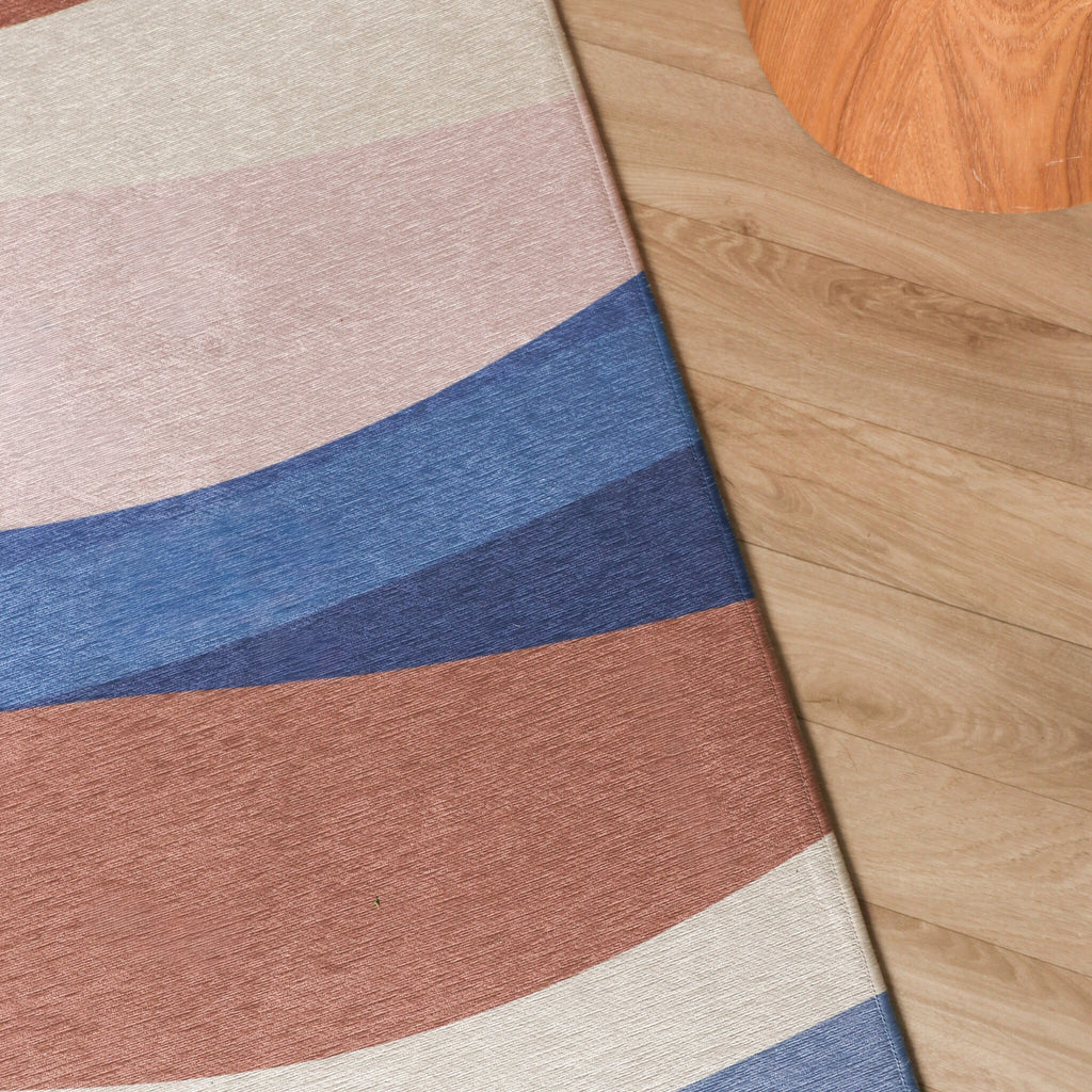 Geometric Rug – Swing Waves Blue/Pink
