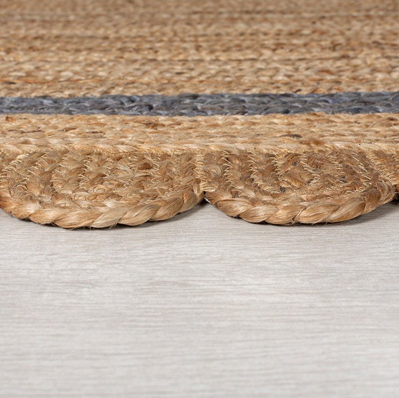 Oval jute floor rug - Grazo Natural/Grey
