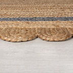 Oval jute floor rug - Grazo Natural/Grey