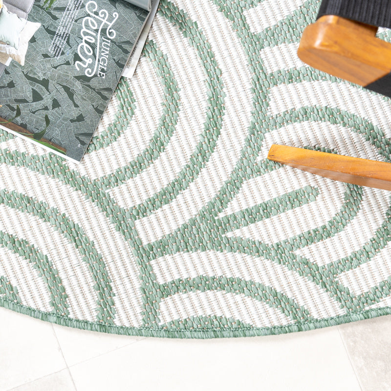 Round Outdoor Rug - Summer Arch Green