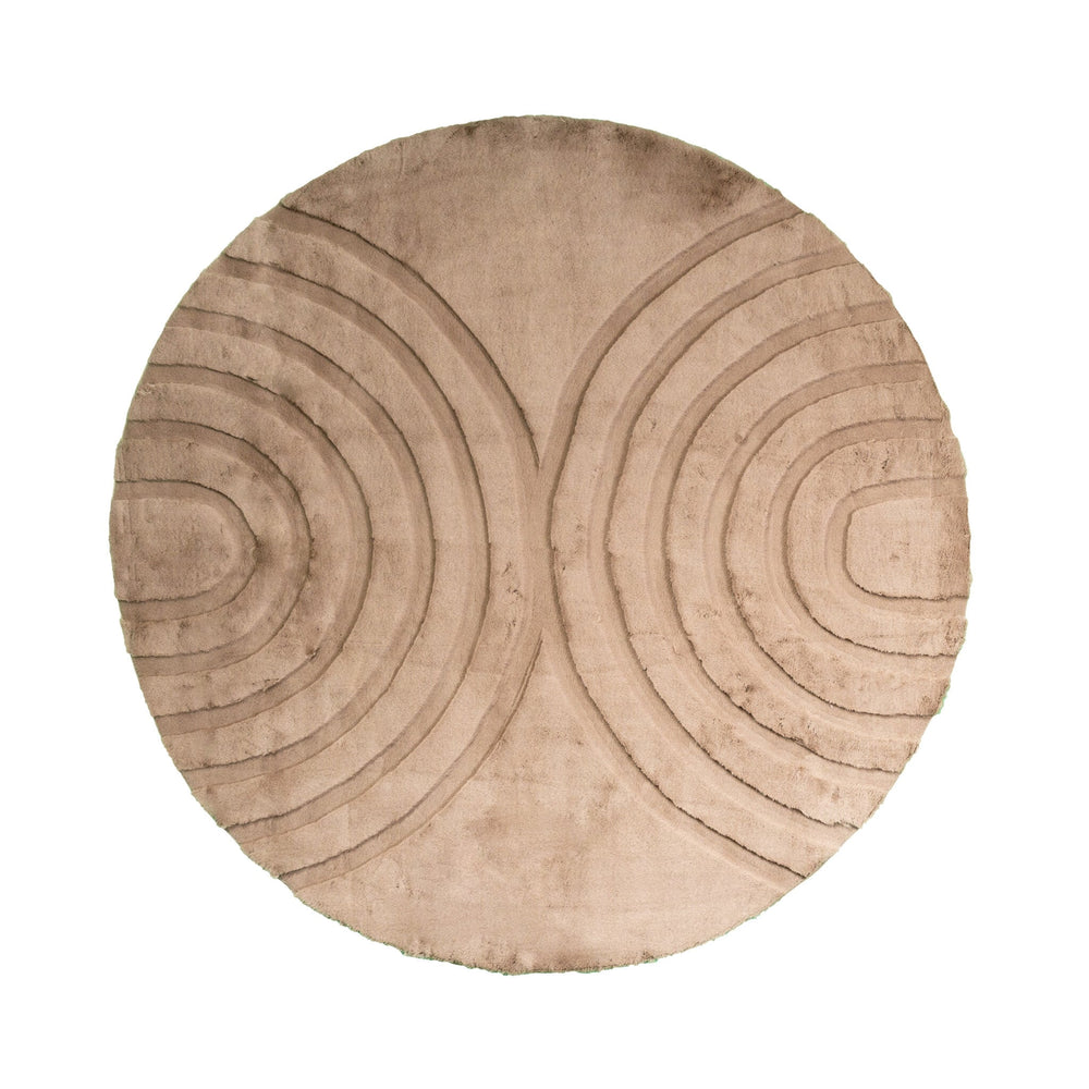 Round High Pile Rug - Carvy Arches Taupe
