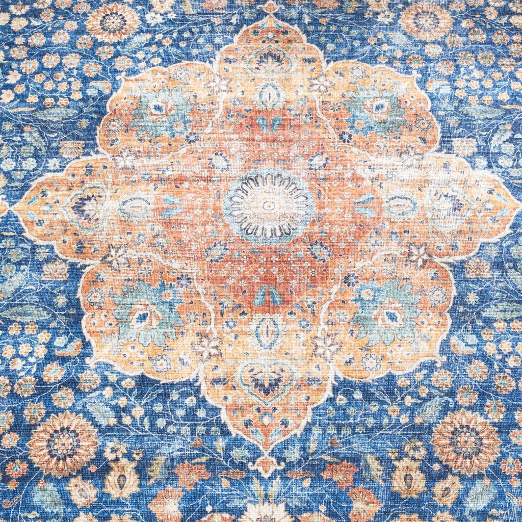 Indoor Outdoor Rug - Kairo Medallion Dark Blue/Terra