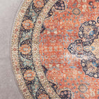 Round Indoor Outdoor Rug - Kairo Medallion Terra/Dark Blue