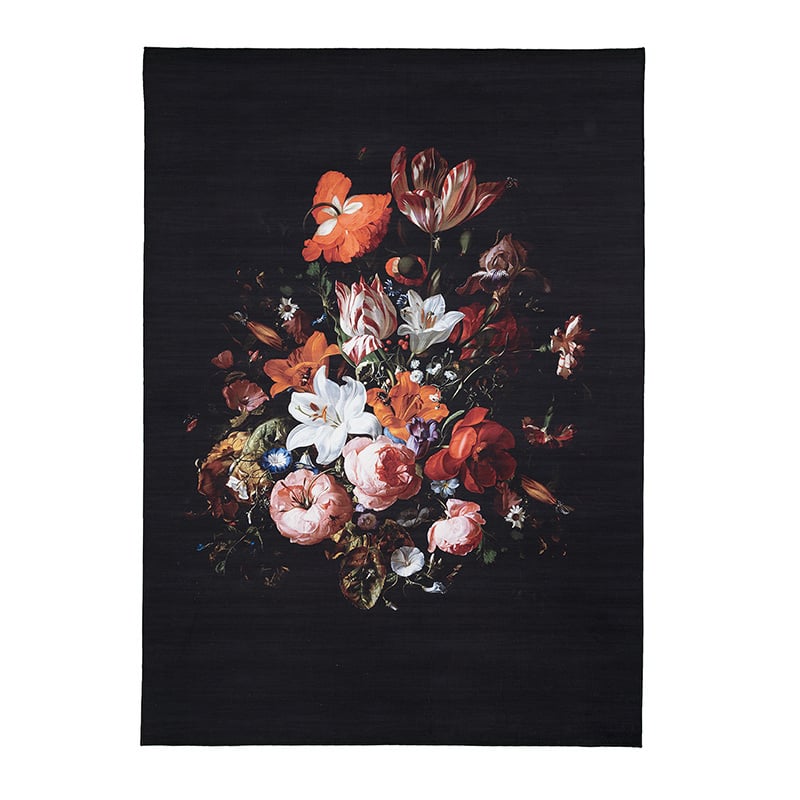 Floral Rug - Florine Black/Orange