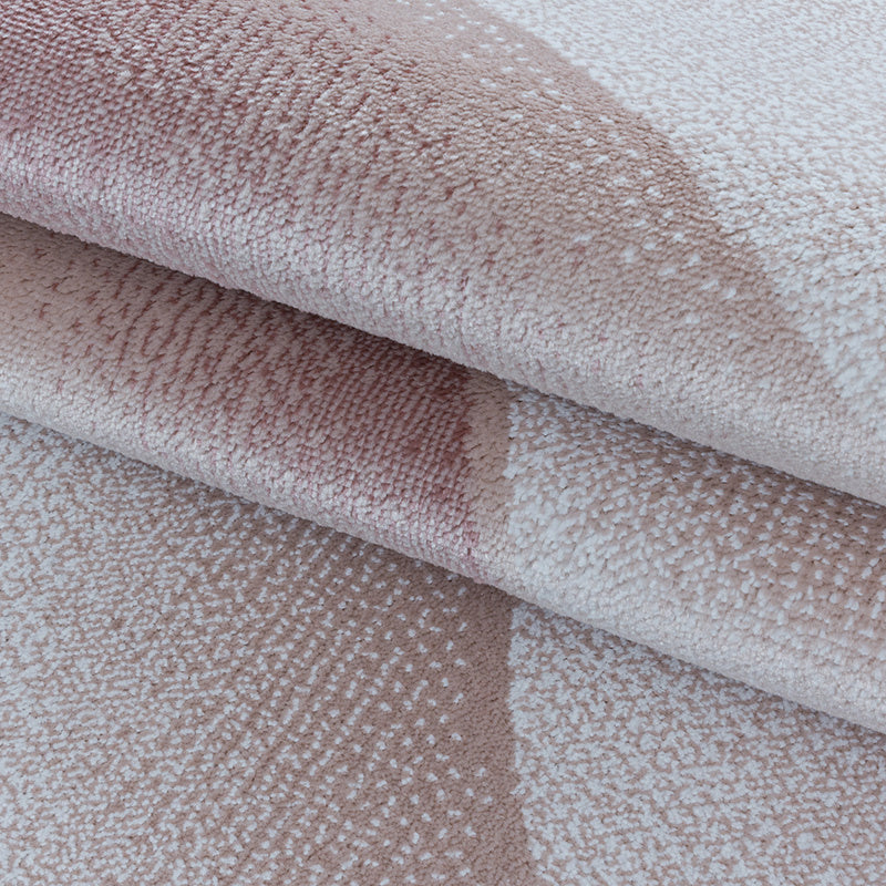 Modern floor rug - Streaky Waves Pink/Cream