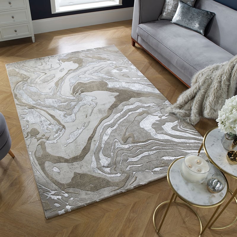 Marble floor rug - Erio Marbled Beige