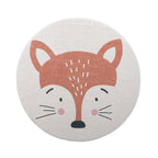 Round Washable Kids Rug - Sammy Fox Orange