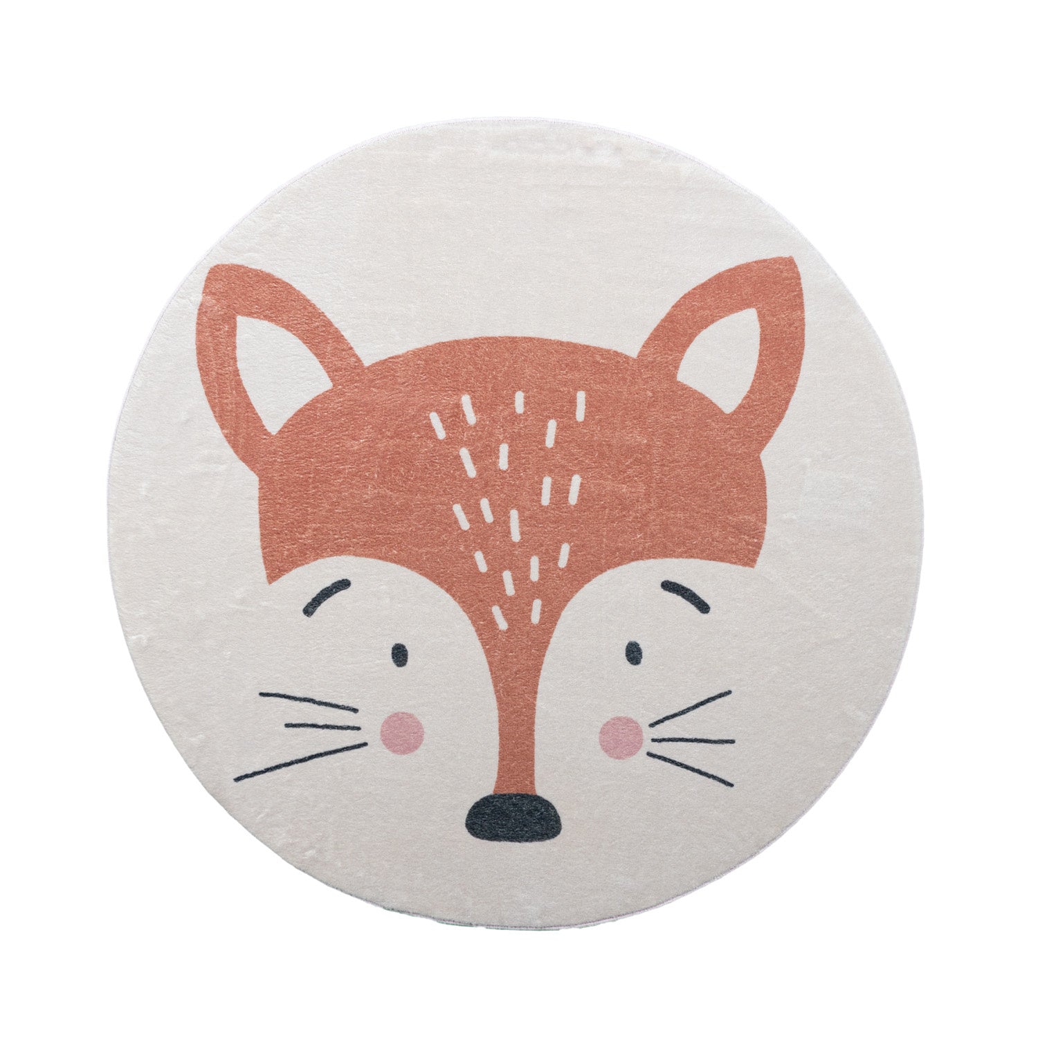 Round Washable Kids Rug - Sammy Fox Orange