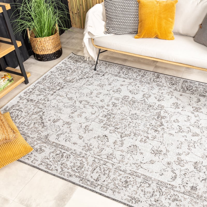Vintage Outdoor Rug - Victoria Oriental Grey