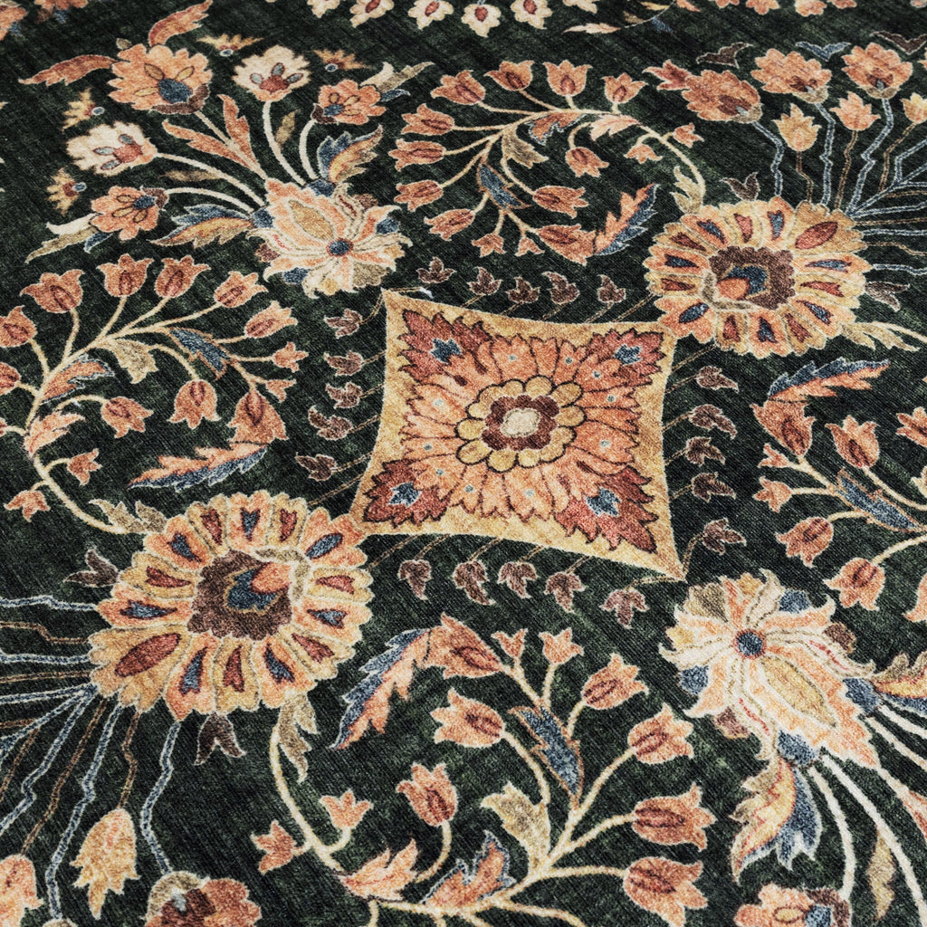 Oval Vintage Outdoor Rug - Santo Flora Dark Green