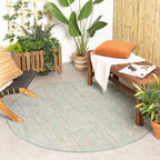 Round Modern Outdoor Rug - Playa Aztec Green