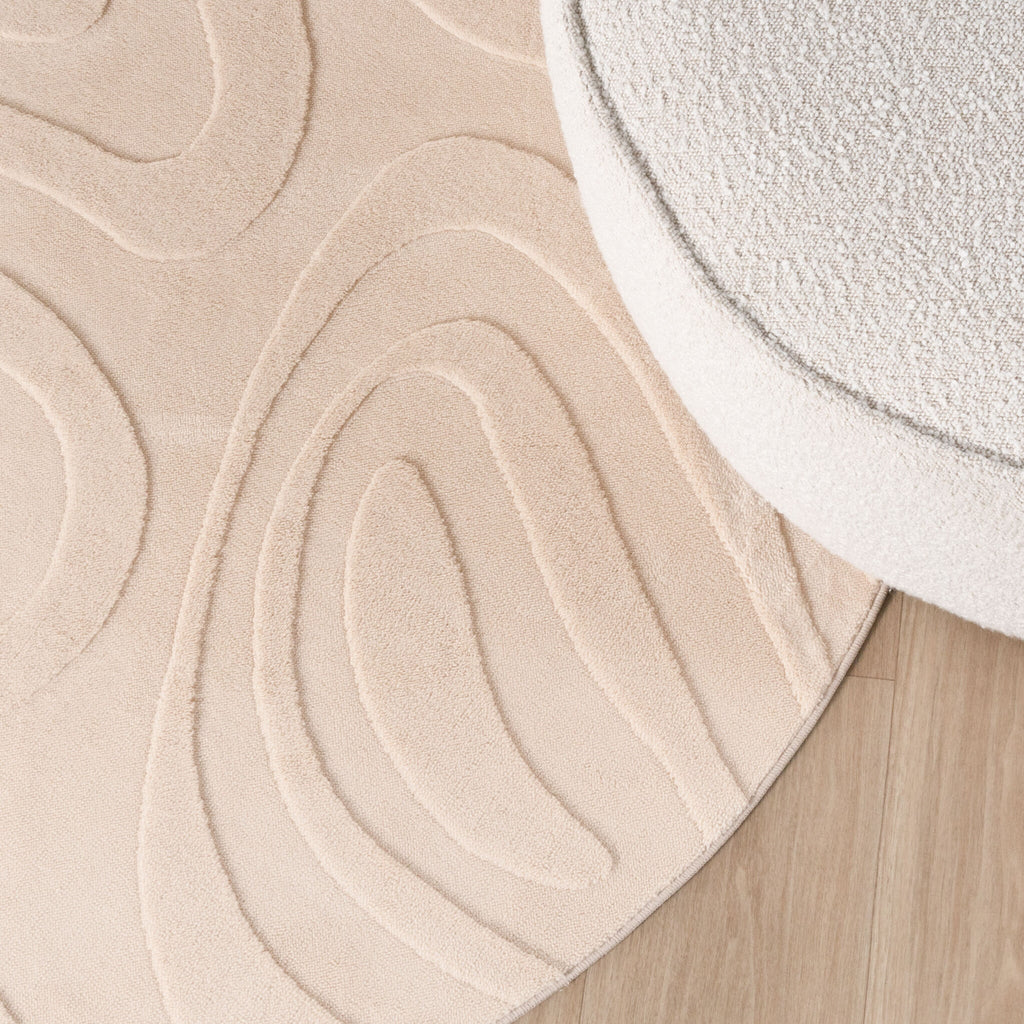 Round Scandinavian Rug - Charm Shapes Beige