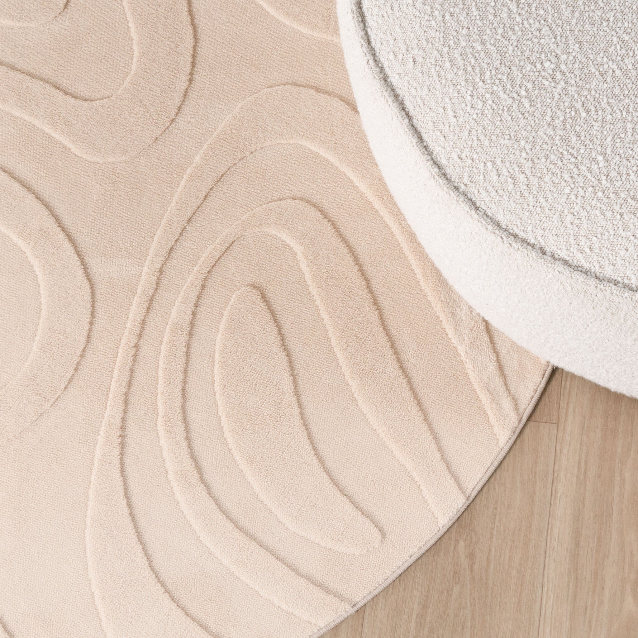 Round Scandinavian Rug - Charm Shapes Beige