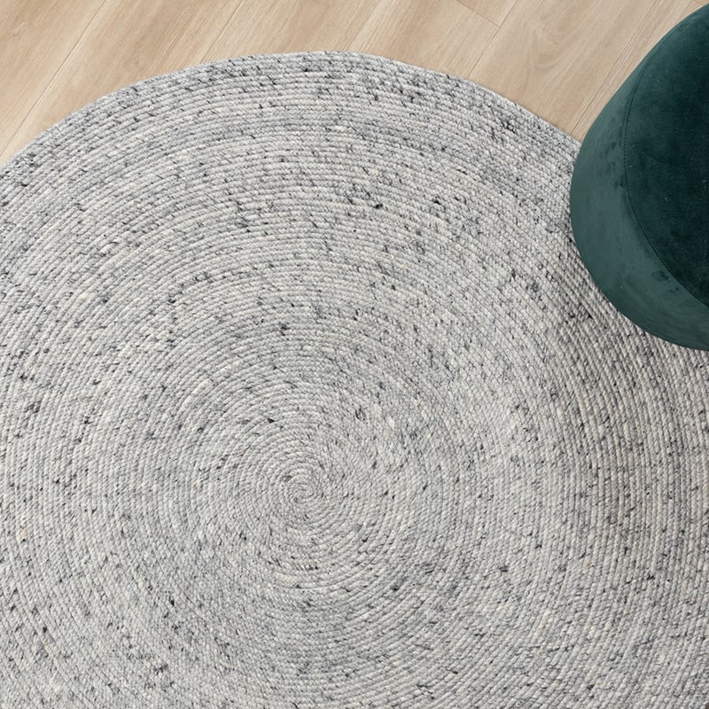 Round Wool Rug - Wise Grey/White