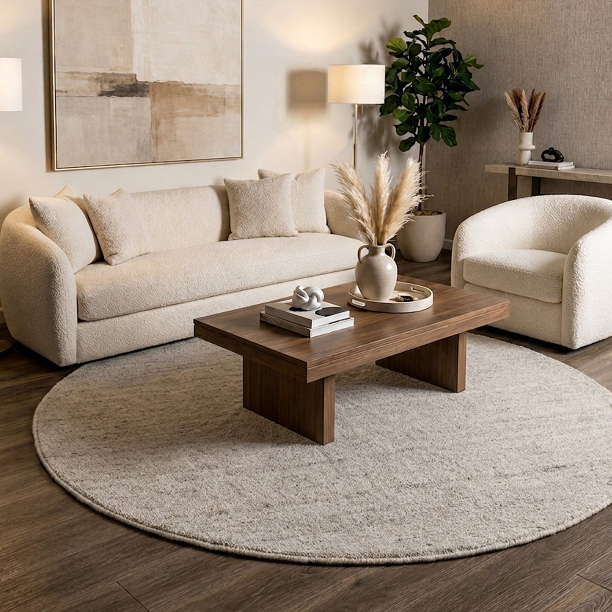 Round Berber Rug - Aicha Grey