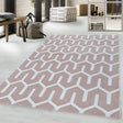 Modern Floor Rug - Streaky Pattern Pink/White