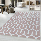 Modern Floor Rug - Streaky Pattern Pink/White