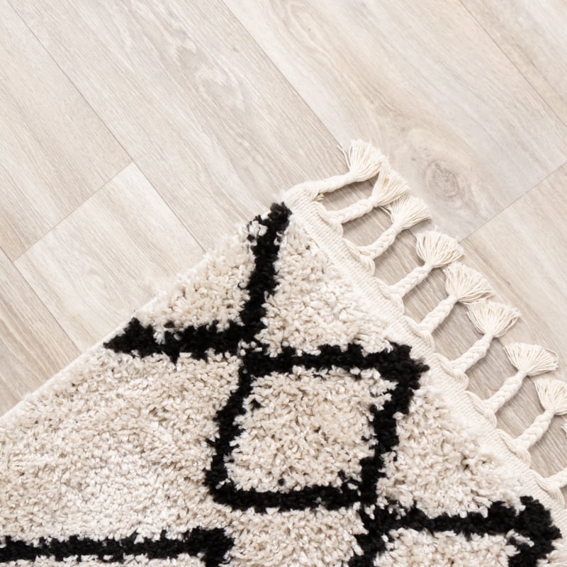 High Pile Rug - Grand Diamond Weave Cream/Black