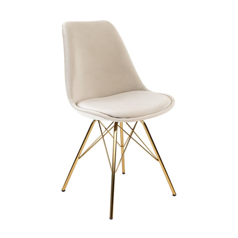 Velvet Chair Champagne - Gold Frame