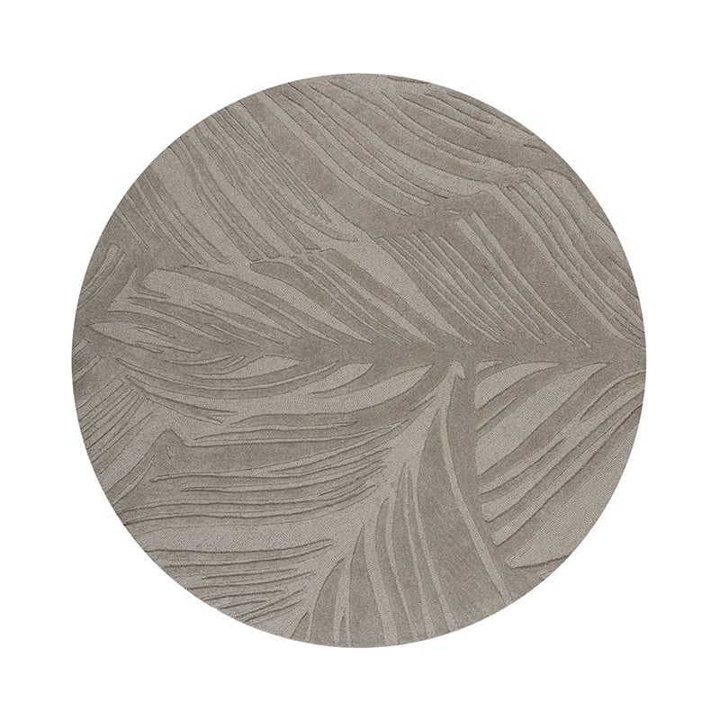 Round modern rug - Solacio Leaves Grey