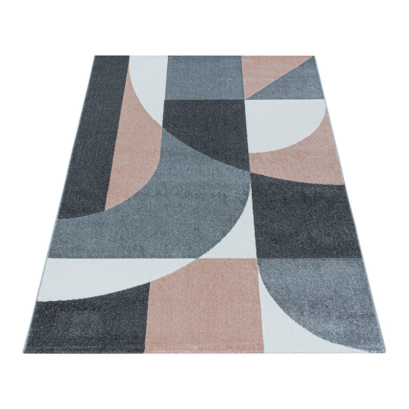 Retro floor rug - Stencil Forms Pink/Grey