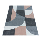 Retro floor rug - Stencil Forms Pink/Grey