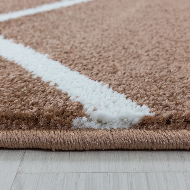 Low-pile floor rug - Smoothly Weave Brown/White