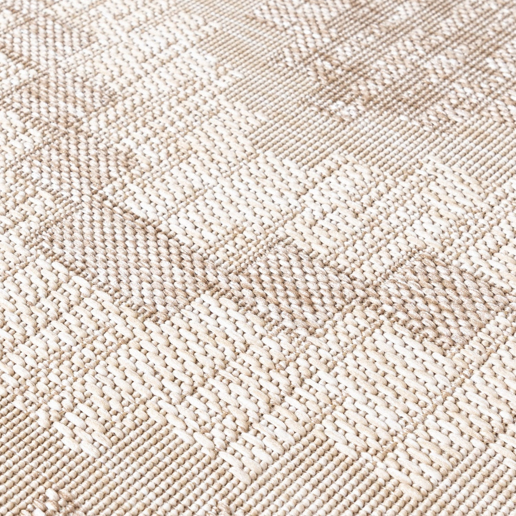 Round Jute Outdoor Rug - Atlas Diamond Brown/Cream