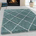 Berber floor rug - Agadir Lines Blue/Cream