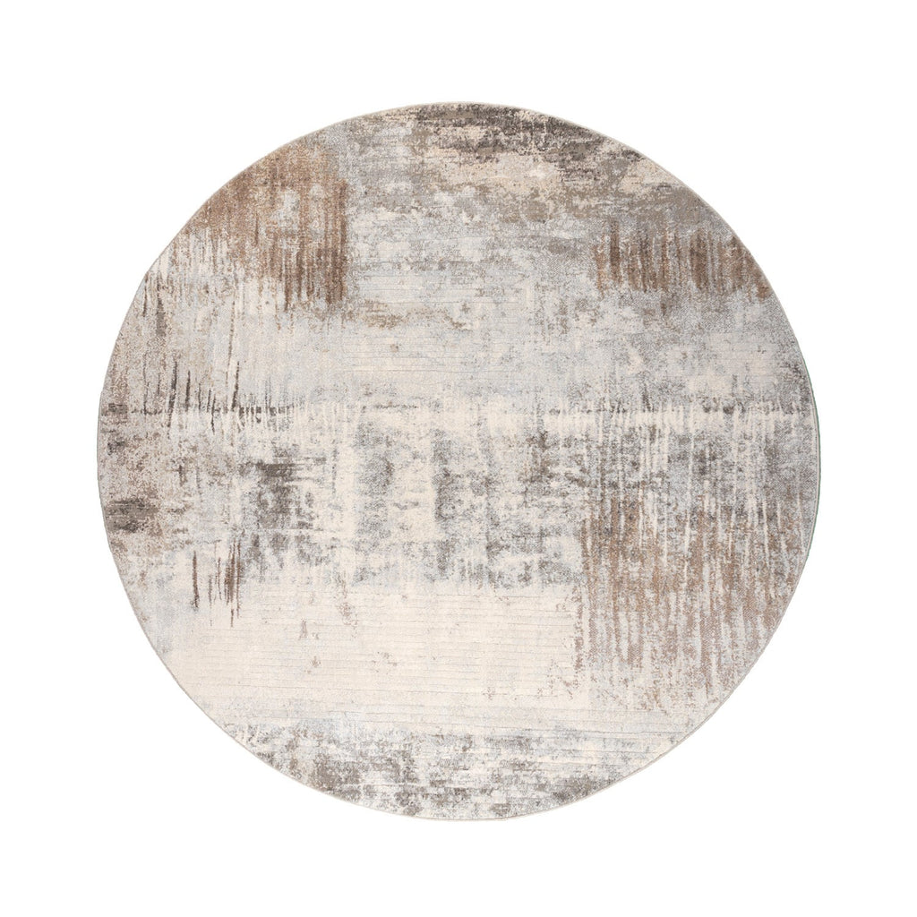 Round Abstract Rug - Xavier Brush Taupe/Grey
