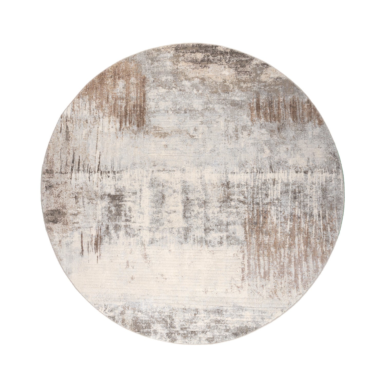 Round Abstract Rug - Xavier Brush Taupe/Grey