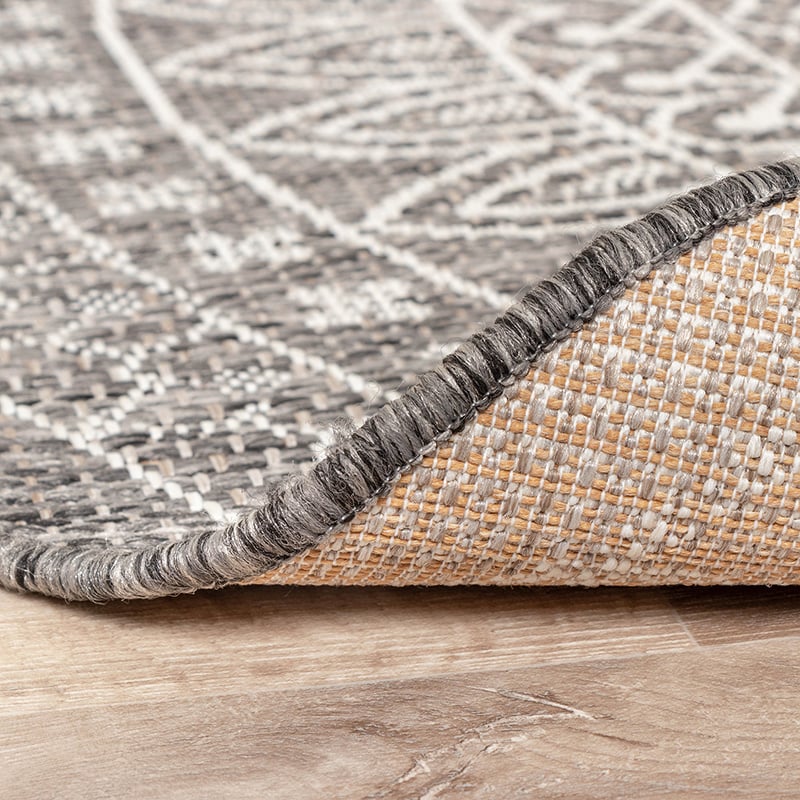Round Outdoor Rug - Summer Azteca Grey