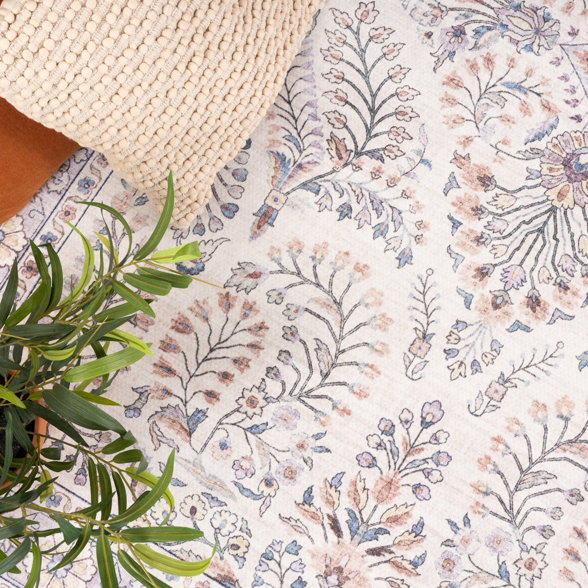 Vintage Outdoor Rug - Santo Flora White
