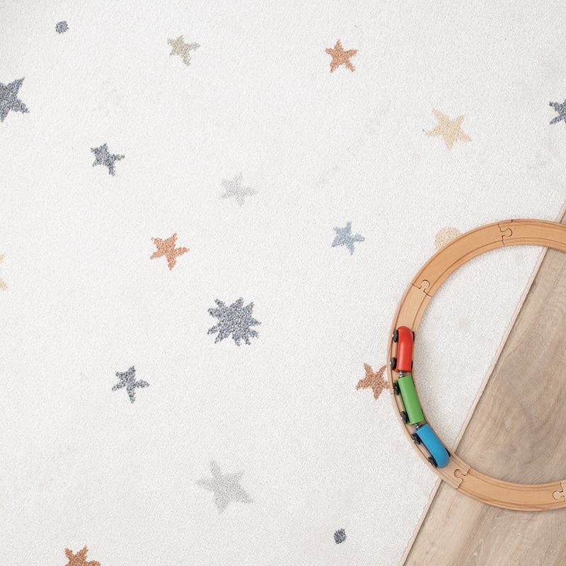 Washable Kids Rug - Ravi Stars Multicolour