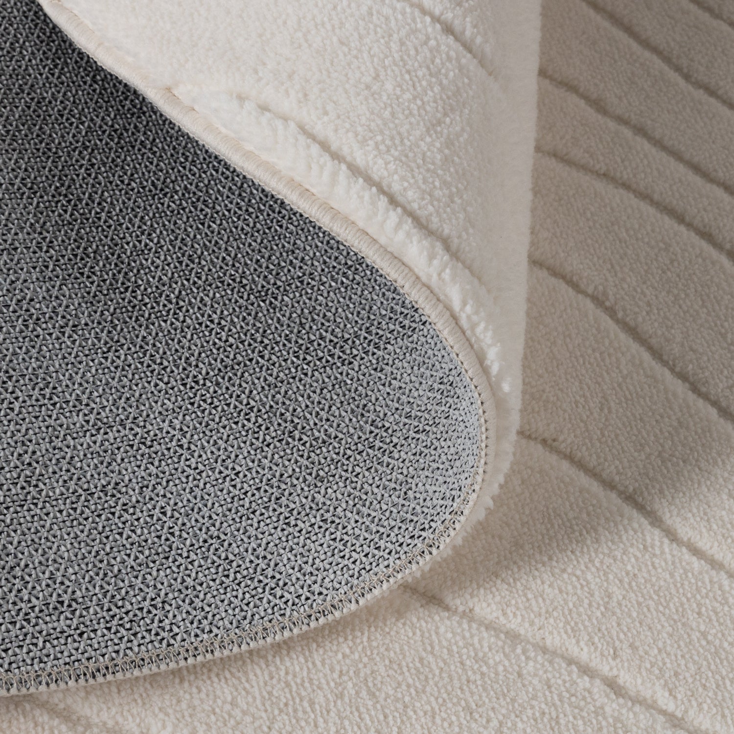Round Scandinavian Rug - Charm Waves White