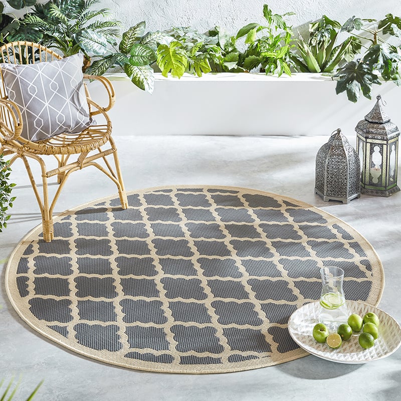 Round Outdoor Rug - Floreno Padua Beige/Anthracite