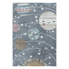 Children's floor rug - Fleurtje Planets Grey