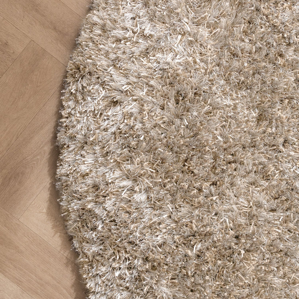 Round Shaggy Rug - Grace White